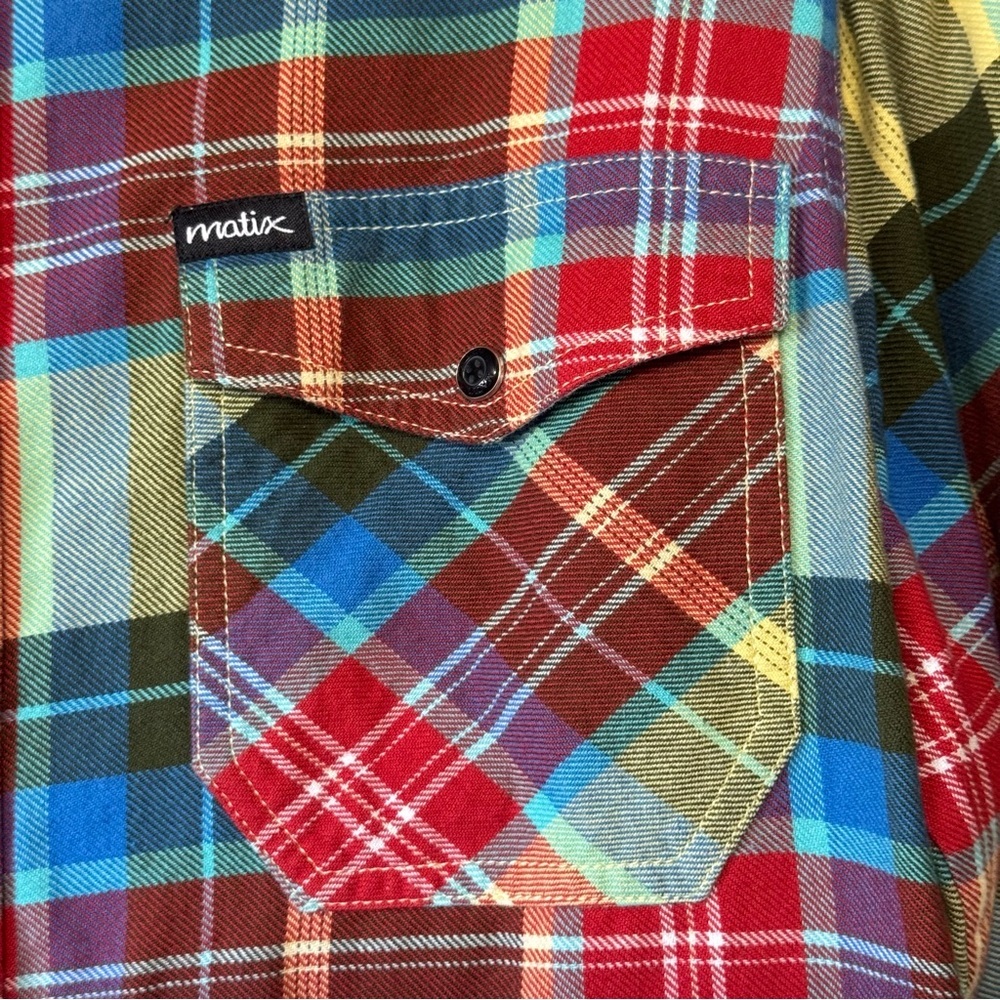 Matix Mens Colourful Plaid Button-Up Shirt Size M Work Office Event Party - Picture 2 of 7